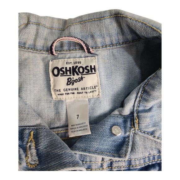 OshKosh B'Gosh Denim Girl's Size 7 Jean Jacket Long Sleeve Snap Front Light wash - Picture 2 of 7